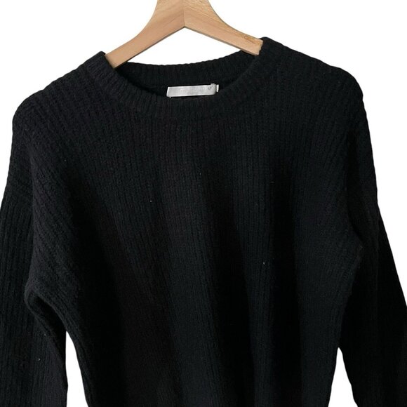 One Grey Day Sweater Size Small Black Chunky Kit Fuzzy Ribbed Crew 48OGD812 - Picture 4 of 7